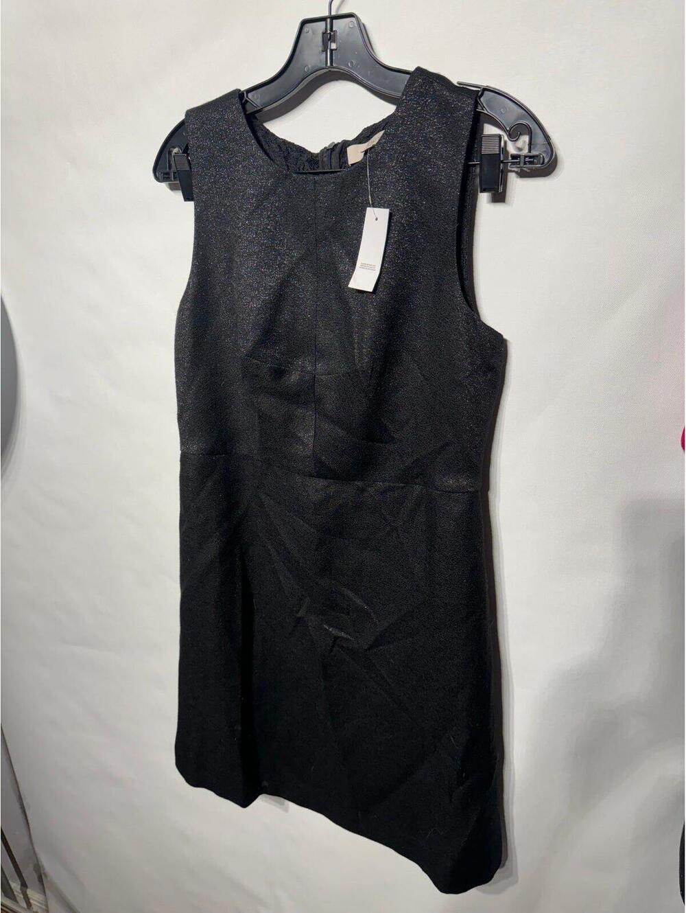 Ann Taylor LOFT Dress A Line Peekaboo Lace Back Party Black Silver Metallic